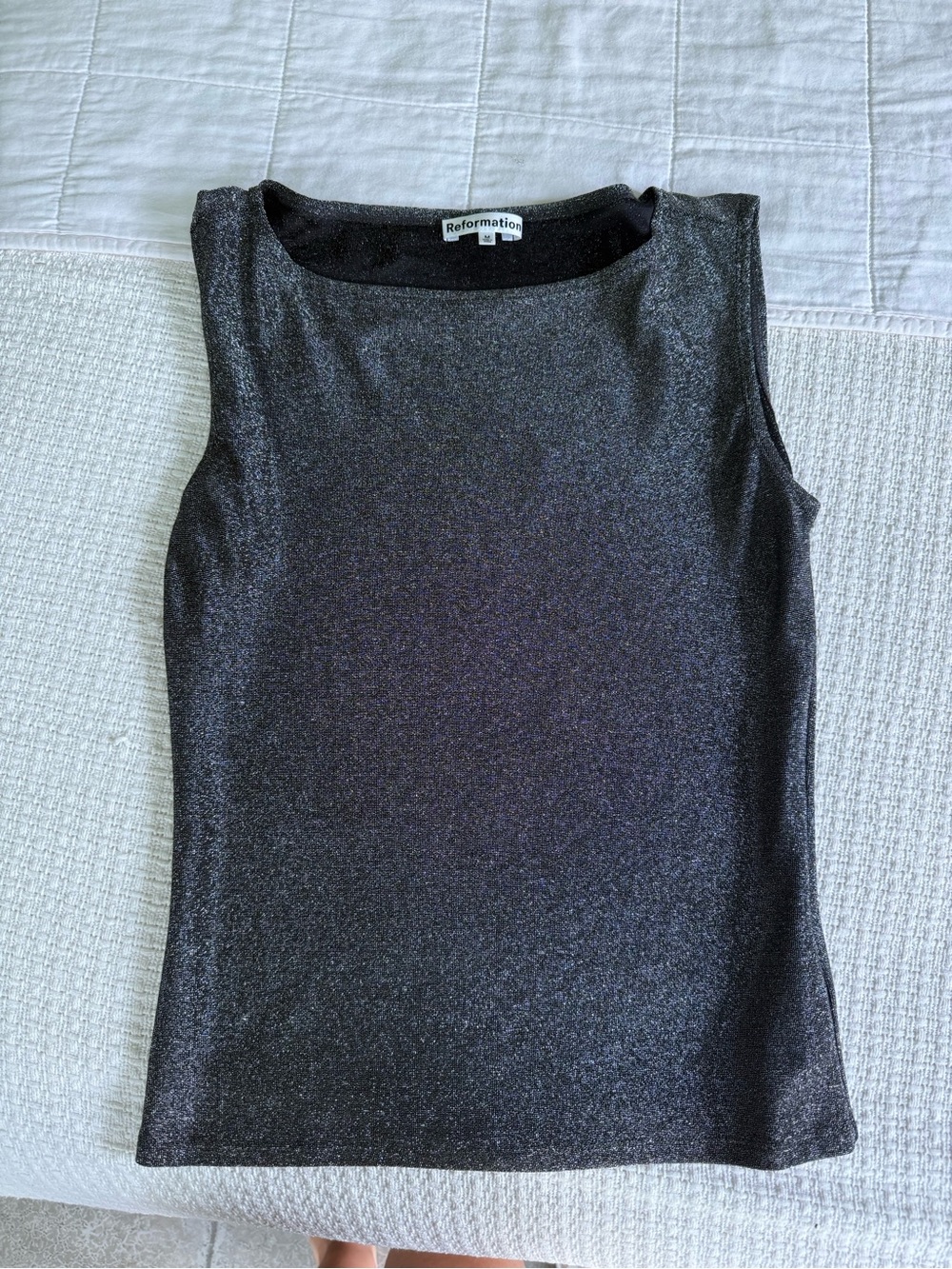Reformation Metallic Charcoal Sleeveless Tank Top